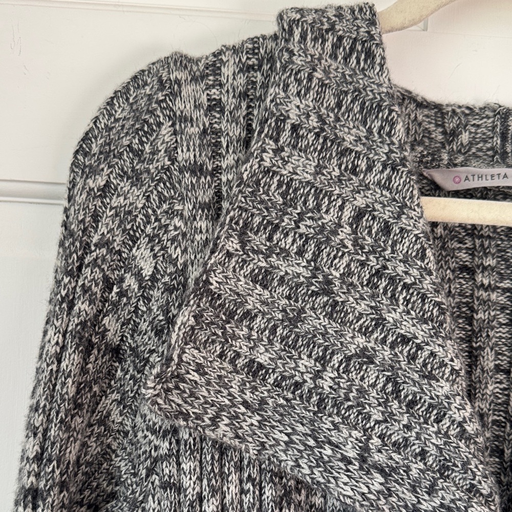 Athleta Charcoal Marled Gray Marino Extra Fine Wool Women's Heavyweight Cardigan - Picture 7 of 12